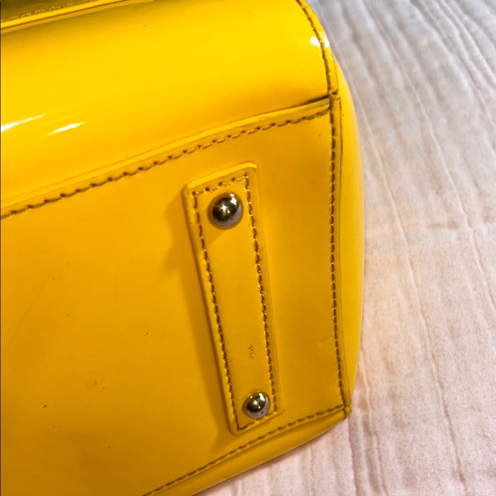 Dooney & Bourke Bright Yellow Patent Leather Tote Bag - Picture 11 of 16